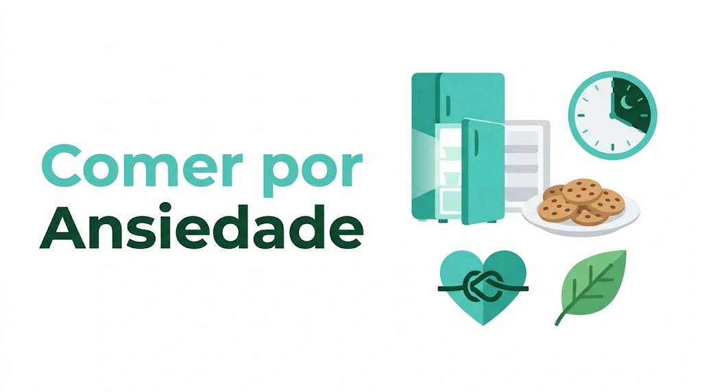 comer por ansiedade ilustração flat com geladeira aberta, biscoitos e relógio à noite