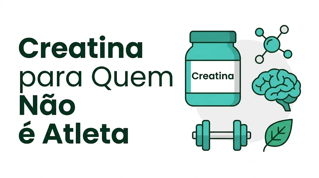 creatina para quem não é atleta ilustração flat com pote de creatina e cérebro